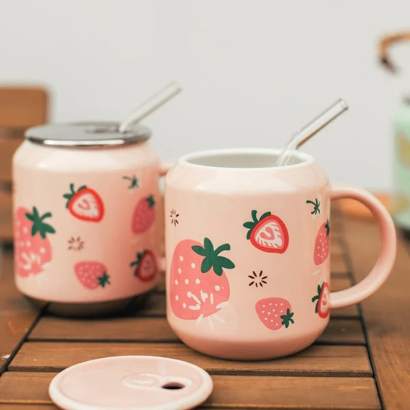 

Glass Straw Mug Ceramic Beer Mug Coffee Cups and Mugs Drinkware Cup for Coffee Beautiful Tea Mugs Original Funny New Year Cute