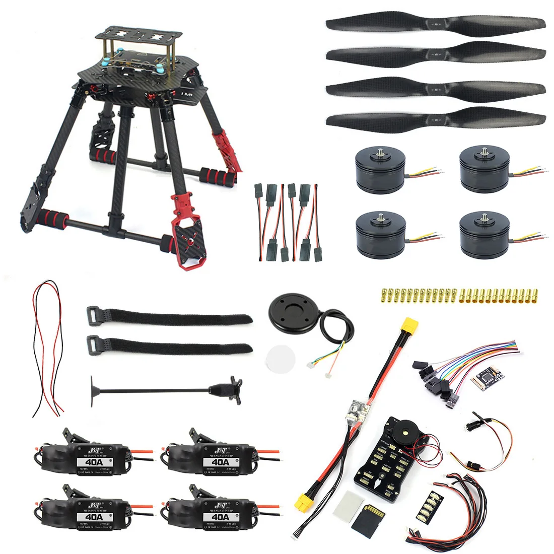 

620mm 4-Axle PIX2.4.8 Flight Controller 4114 320KV Brushless Motor 40A ESC AT10 II Radio W/ 6S 5300mah Battery RC Quadecopter