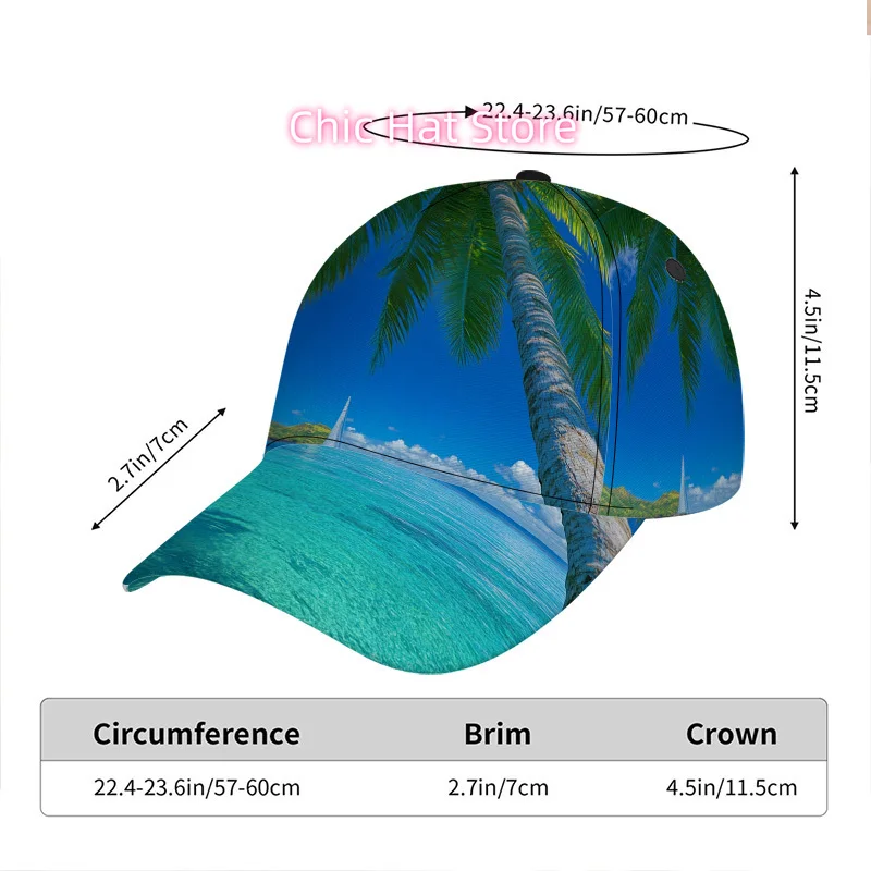 Cool Pattern 1pc 1pcs Tropical Beach Paradise Print Duckbill Hat - Adjustable Snapback Baseball Cap Suitable for, Lightweight Su