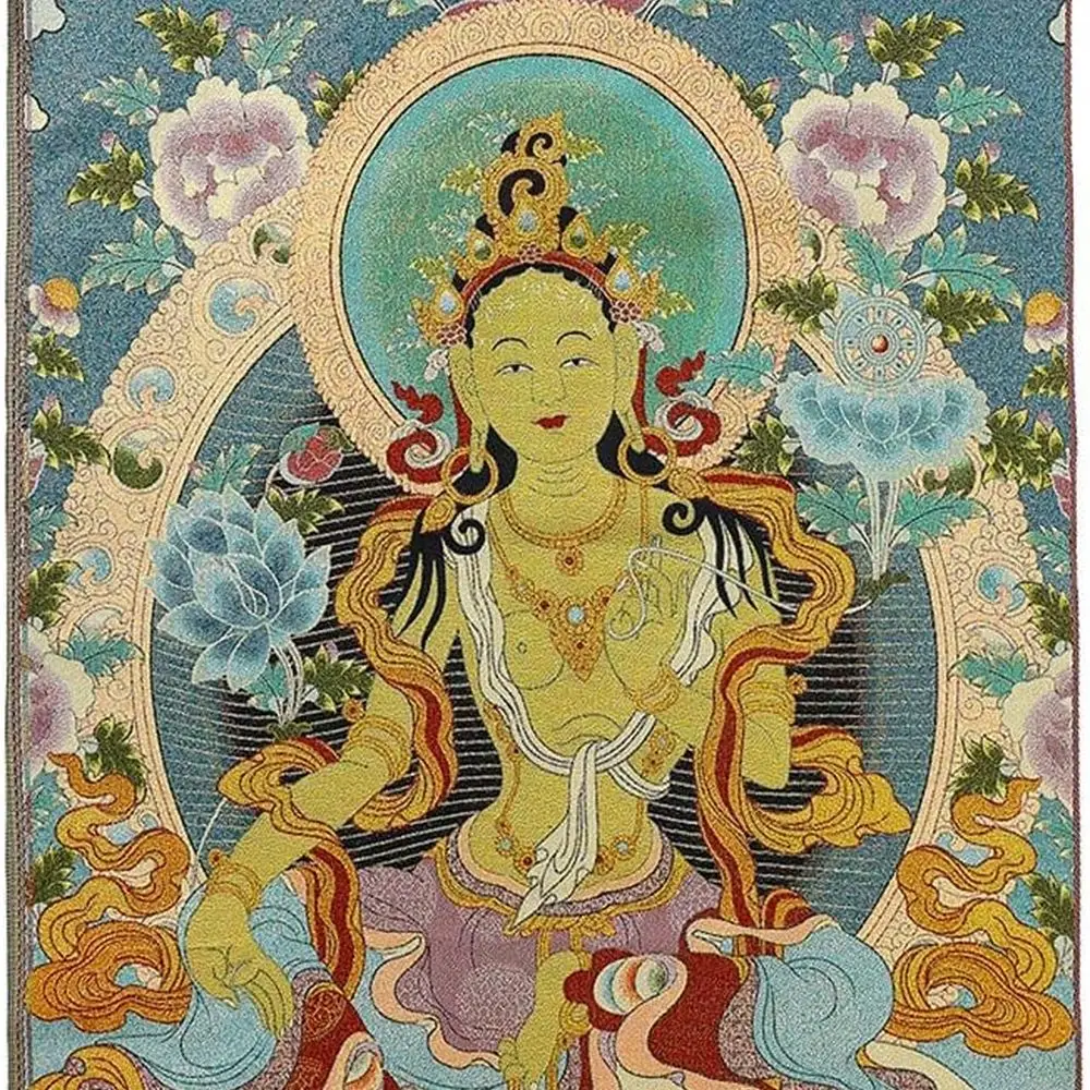 

Тибетский тханка Blessed Silk Green Tara для дома, медитации и декора стен