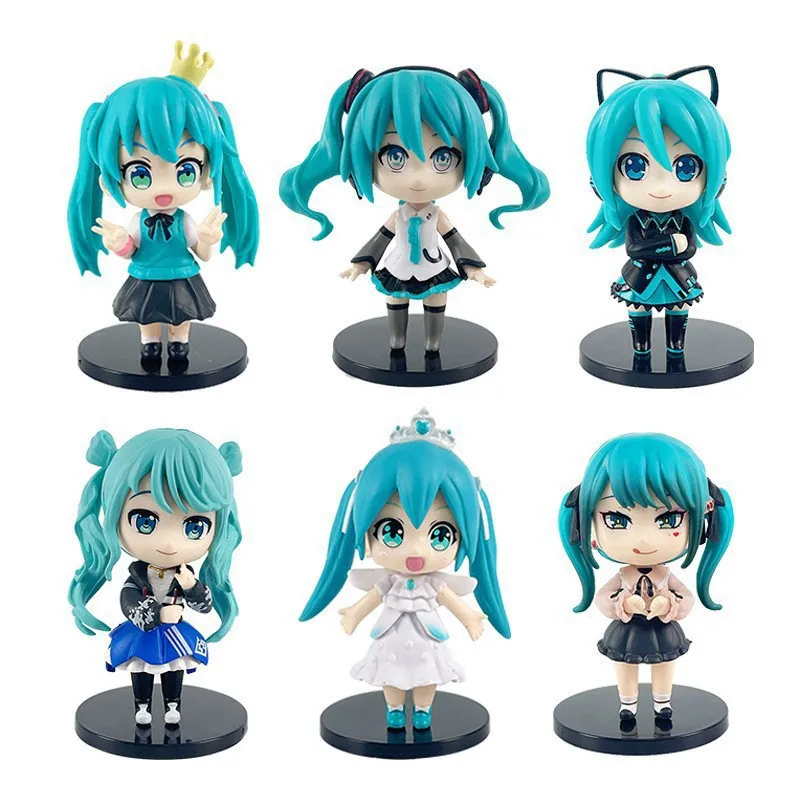 Hatsune miku Anime nieuwe figuur mini karakter ornamenten kawai hatsune tafeldecoratie voor thuis volwassen speelgoed kind gift 6 stks/set