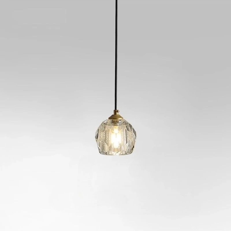 

French Minimalist Style Corridor Bar Counter Crystal Small Pendant Light Modern New Arrival Single-head Suspension Wire Fixtures