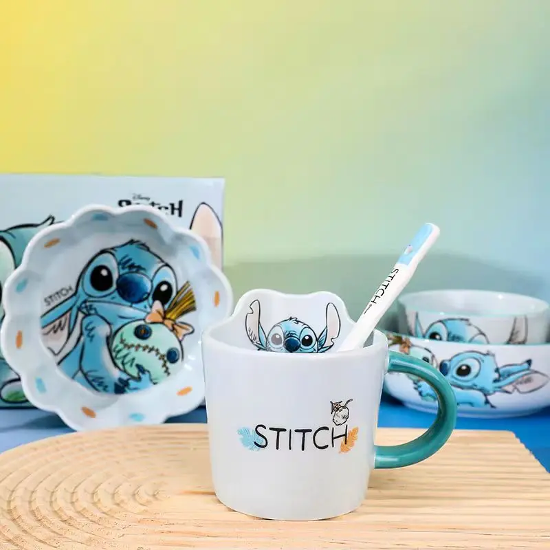 New Stitch insalatiera piatti per la cena piatto in ceramica per uso domestico carino Styling ciotola di riso stoviglie resistenti tazza d\'acqua per