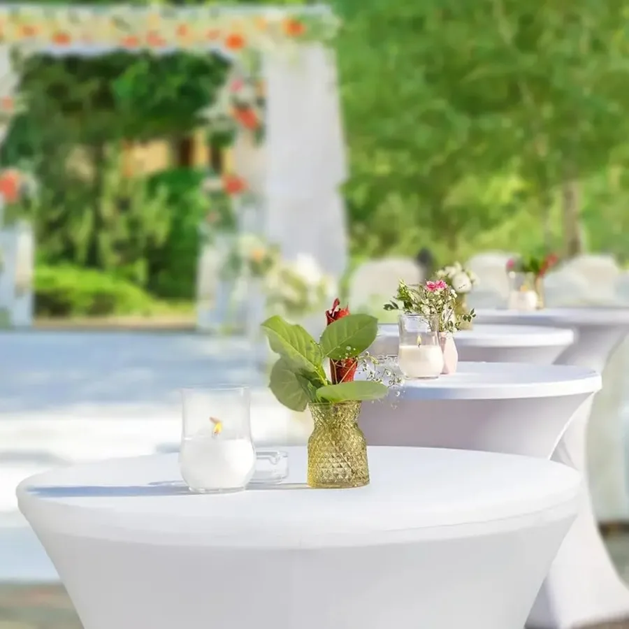 10 عبوات من أغطية طاولات الكوكتيل المصنوعة من ألياف لدنة، ملابس طاولة مطاطية مستديرة هاي بوي للحفلات، البار، الزفاف، عيد الميلاد، الولائم (Whi) #6