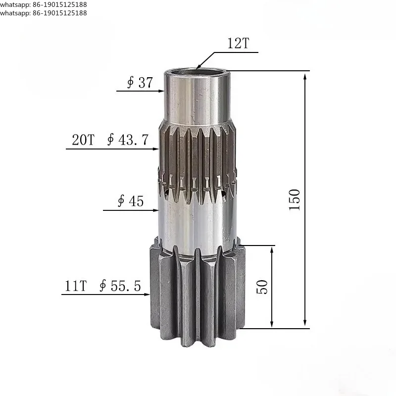 VIO17 Mini Excavator Swivel Motor Vertical Shaft Gear 11/12 Teeth Construction Equipment Part