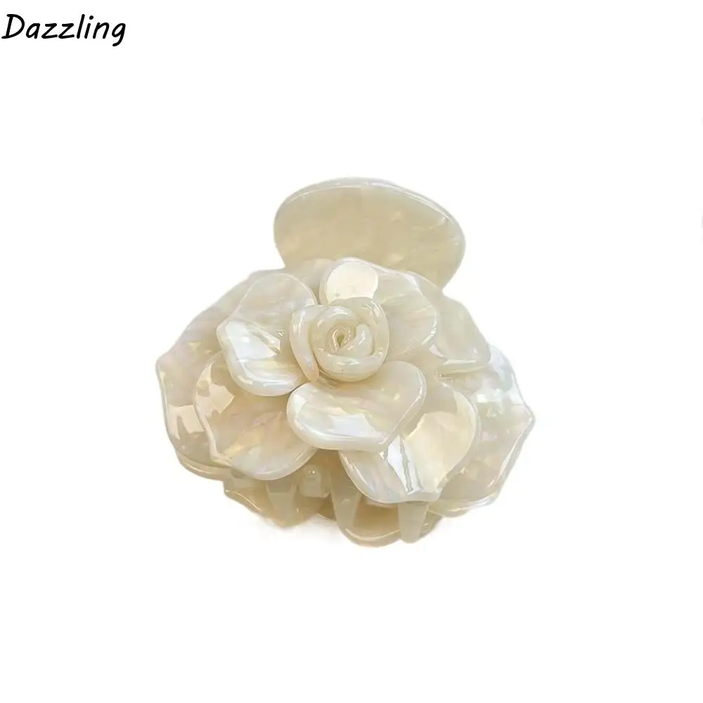 

Fashion Elegant Camellia Hair Claw Korean Style Creative Flower Shark Clip Waterproof Acrylic Acetic Acid Hair Claw Friends