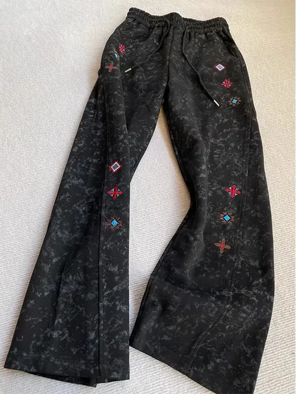 

Мужские брюки прямого кроя Thiened American Dyed Embroidered Fce, осенне-зимние, модные, повседневные, с вышивкой, модель Knife