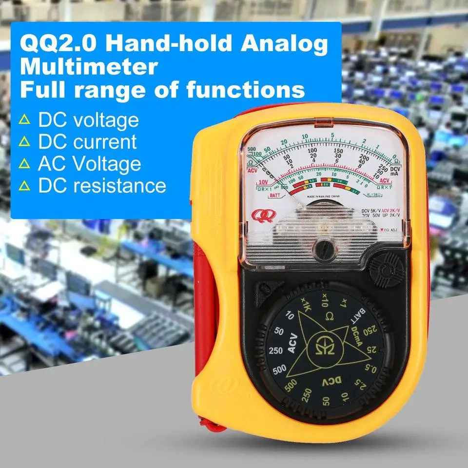 NJTY Pointer Multimeter QQ2.0 Analog MultiMetro AC/DC 500V Voltage Resistor Professional Multi Tester With Protective Coat