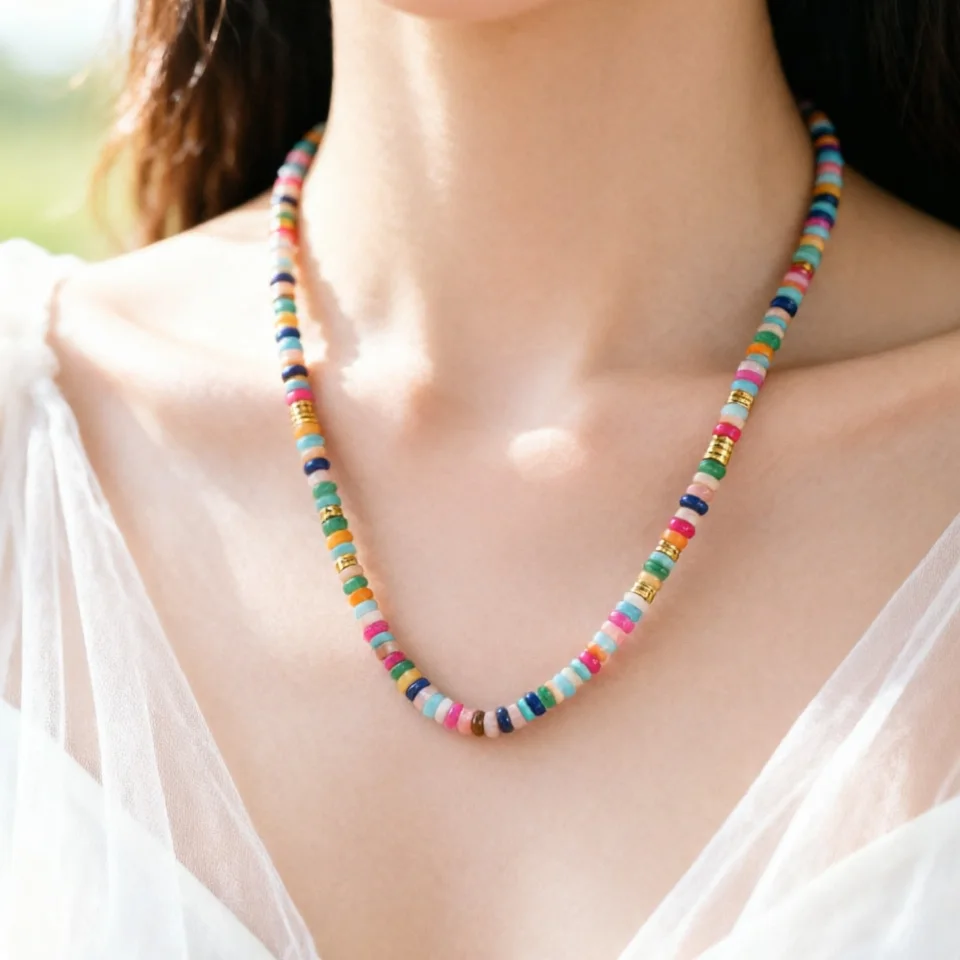 

Handmade Colorful Seed Beads Bohemian Choker Necklace for Women Trendy Collar Chain for Summer Beach Daily Party Gift