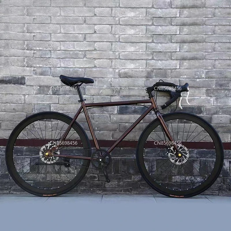 

High Carbon Steel Road Bike Ultra Light Disc Brake Men Adult Bicycle 24 26 Inch Solid Tire