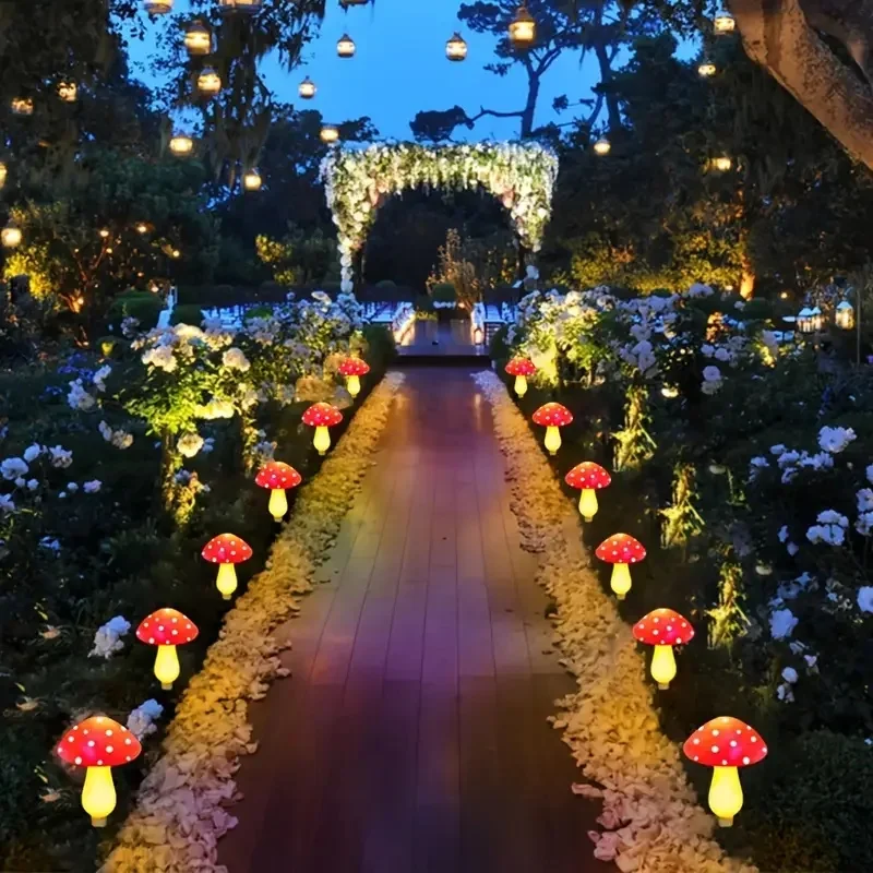 8/12/20 قطعة أضواء الفطر الشمسية ديكور خارجي ، 8 طرق لحديقة مسار المناظر الطبيعية ساحة عيد الفصح مسار هالوين عيد الميلاد ديكورا