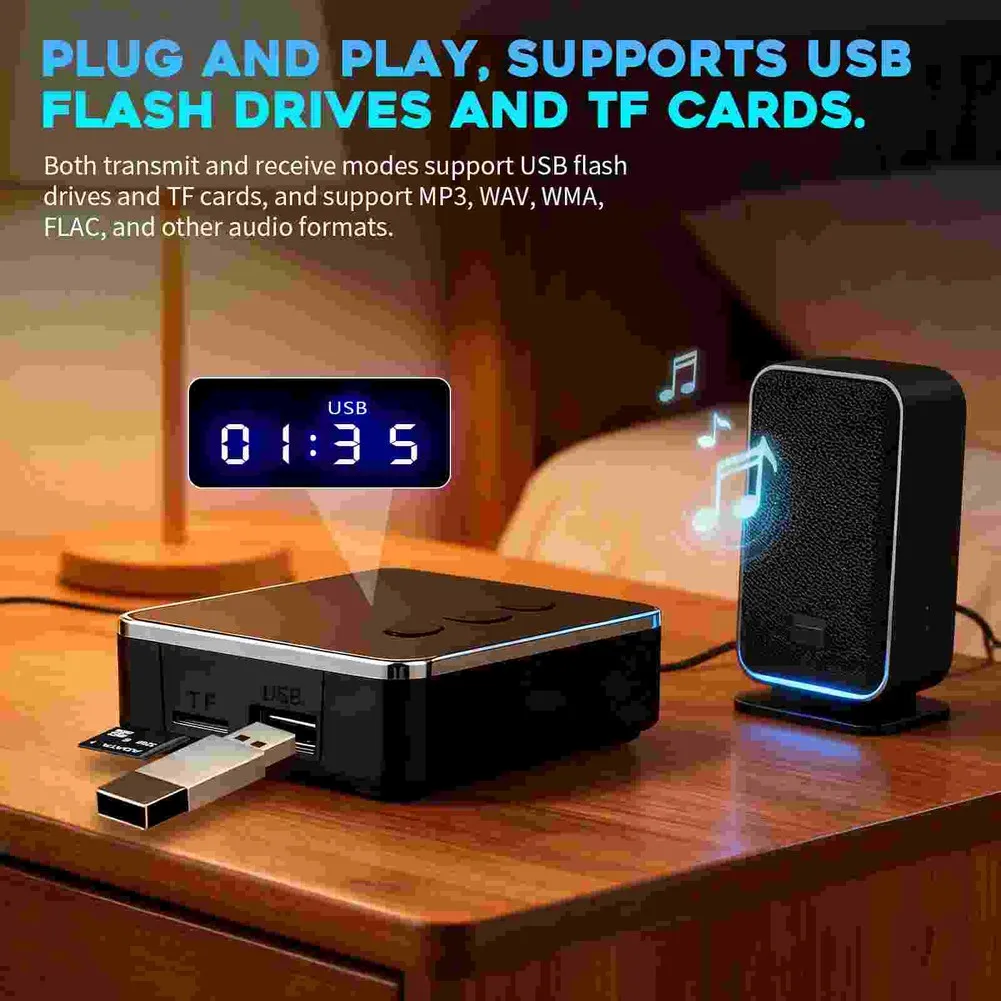 Bluetooth-compaitble 6.0 Receiver Transmitter 3-in-1 Functionality 3.5mm Jack Aux Wireless Music For TV Car Audio Tool