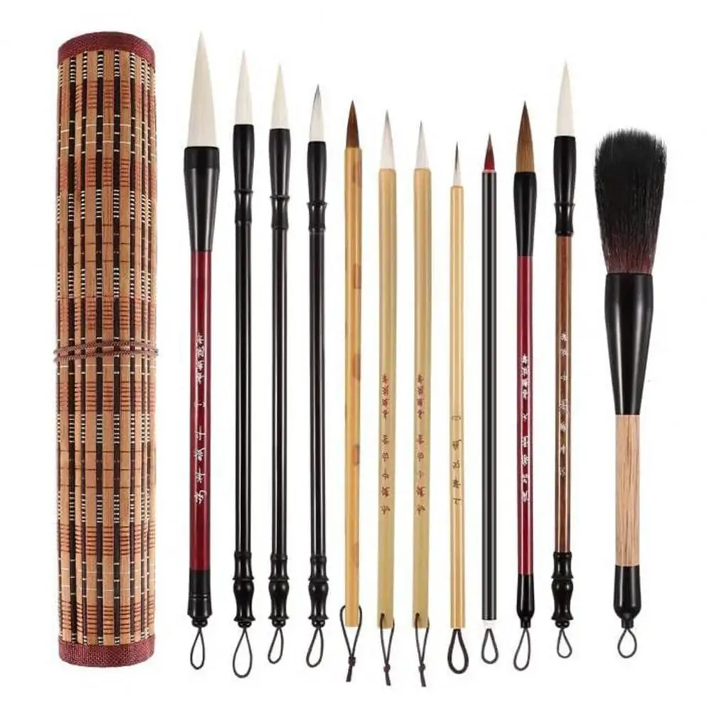 Pincel Chinês para Pintura Caligráfica, Caneta Aquarela, Tinta de Escrita, Desenho Sumi, Material Escolar, Praticando Bambu, 1 Conjunto