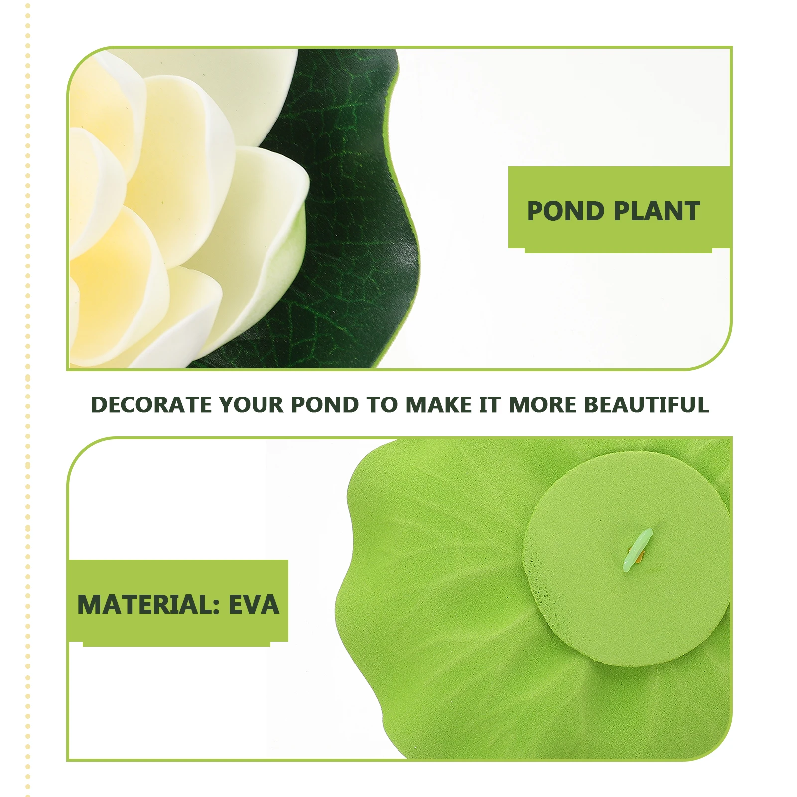 

9 Pcs Water Lily Floating Plants Deep Green Leaves White Flowers Pond DecorLotus Garden Artificial Water Lily Decoration