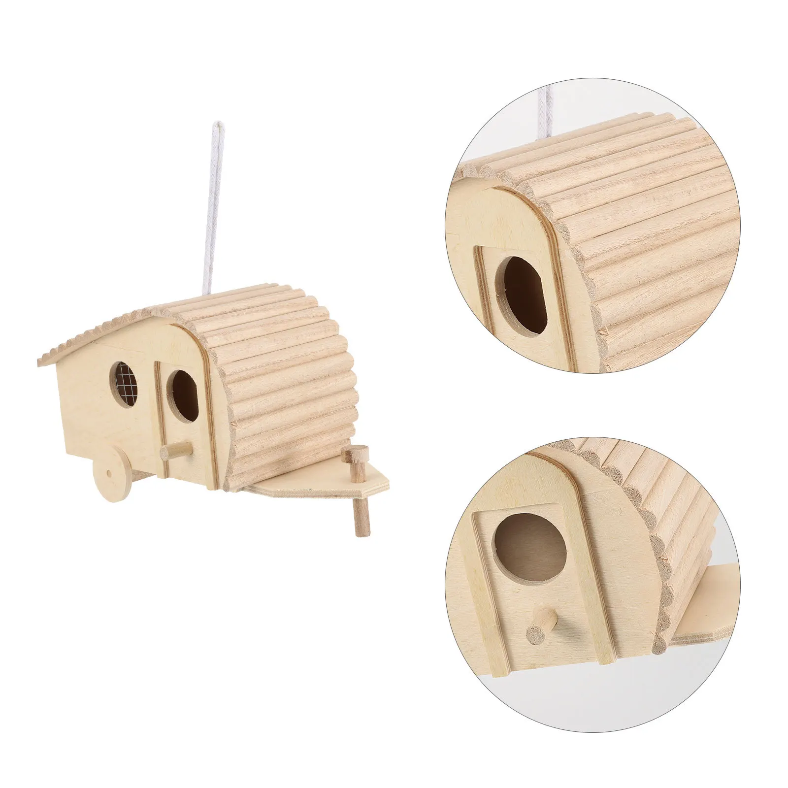

Wooden Bird House Natural Hanging Nest for Small Birds Garden Decor Outdoor Bird Home Shelter Pet Supplies Wood Feeder