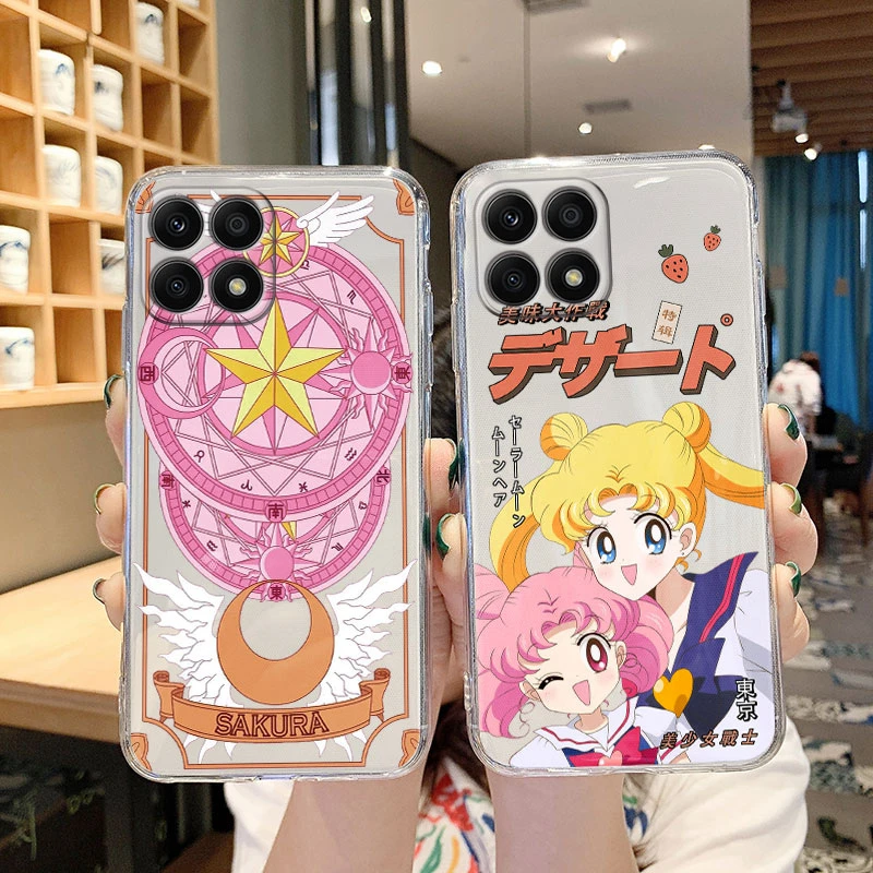 Cartoon Anime Sailors Moons Rabbit Girls Cat for Huawei Honor X8b 4G X6b 5G Phone Cases Transparent Clear Silicone Soft Cover