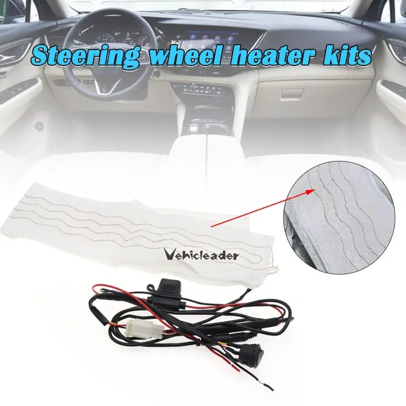 Round Switch Universal 12V Car Steering Wheel Heater Kits Heated Steering Wheel Kit Heated Steering Wheel Covers For Cars 60X9cm