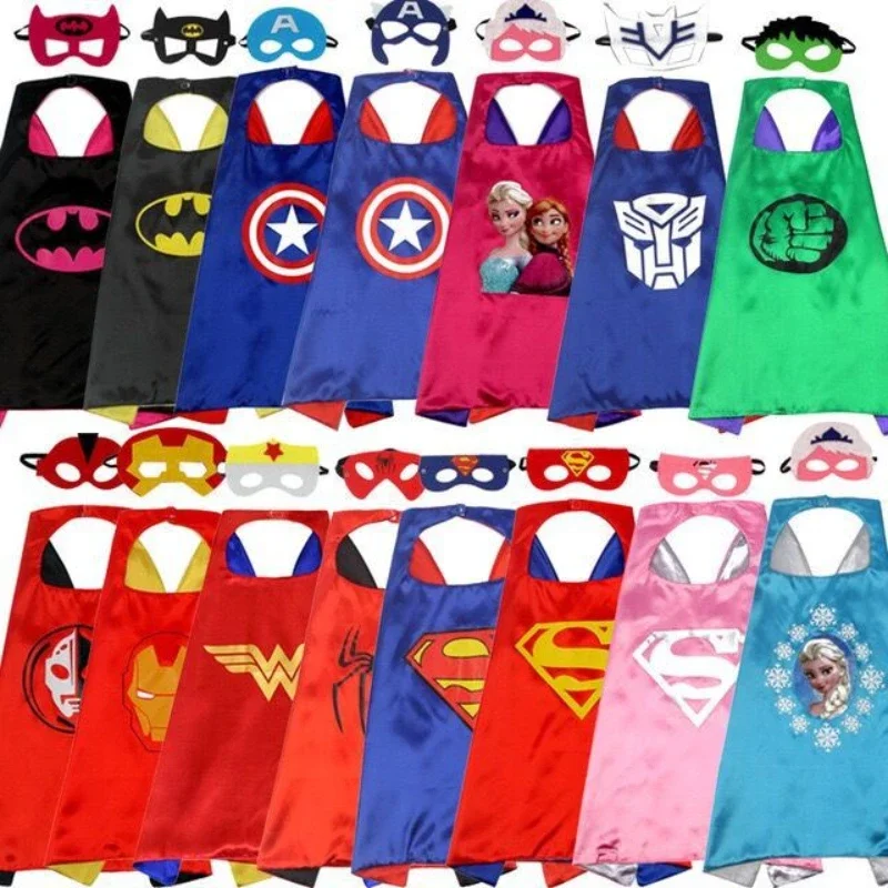 Superhero Capes For Kids 3-10 Year Anime Cosplay Cloak Mask Boys Cartoon Dress Up Costume Halloween Supplies Christmas Gifts