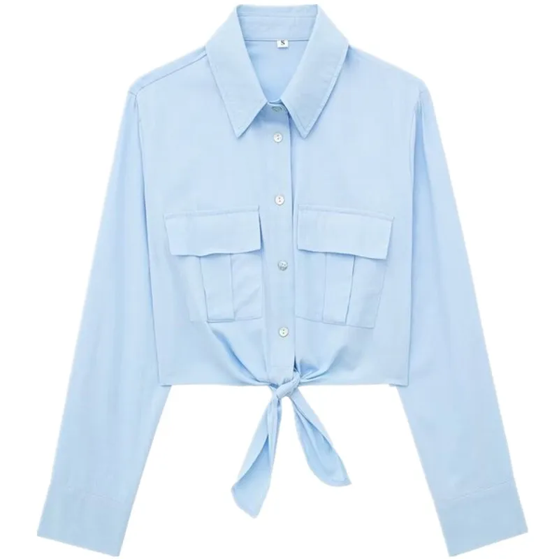 

Faionable Striped Long Sve Collar Women's irt Versatile Summer New Arrival 25-29 Years Old Commute Sle Pure Color