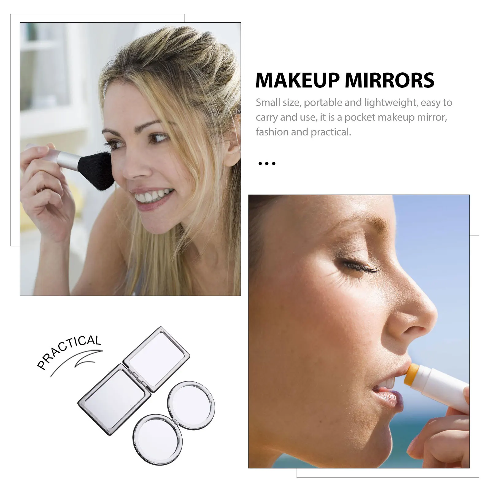 2Pcs Small Mirror Folding Cosmetics Mirror Charming Accessory for Purse Bag Small Makeup Mirrors Women Portable Mirrors