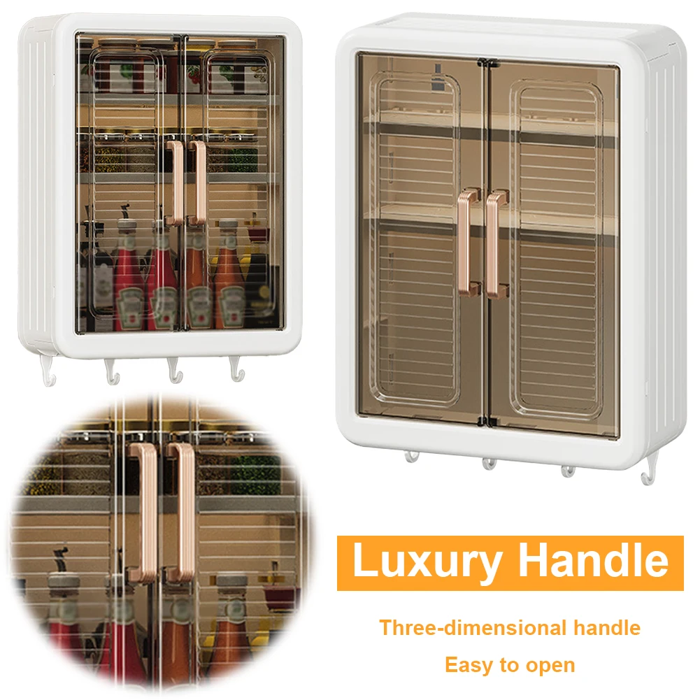 

Bathroom Storage Cabinet with Hooks Shower Organizer No-Drill Bathroom Storage Rack for Bathroom & Kitchen