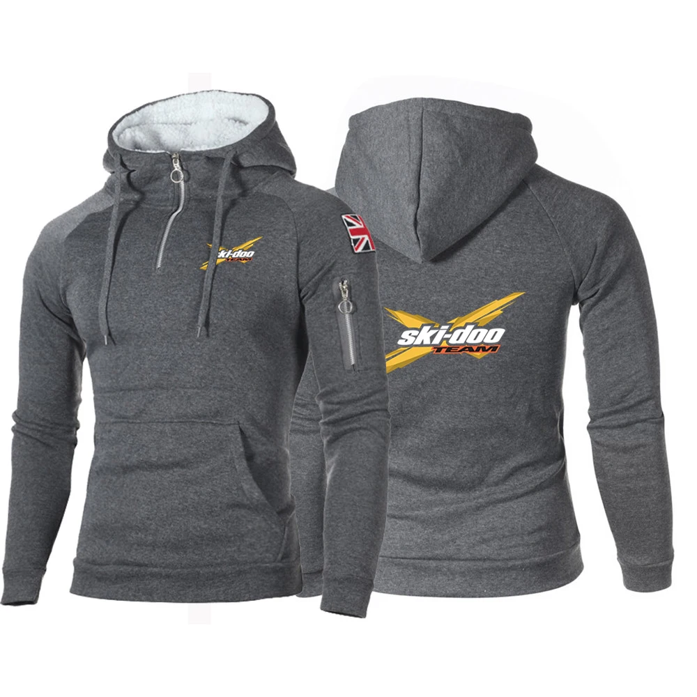 

2023 Fashion Spring Autumn Ski Doo Can-am Logo Printed Hooded Sweatshirts Long Sleeve Casual Half Zipper Design Slim Fit Hoodies