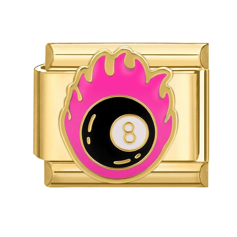 Vintage Gold Color Snake NO.8 Ball Love Heart Dog Eyes Italian Charm Links Fit 9MM Stainless Steel Bracelet Women DIY Making