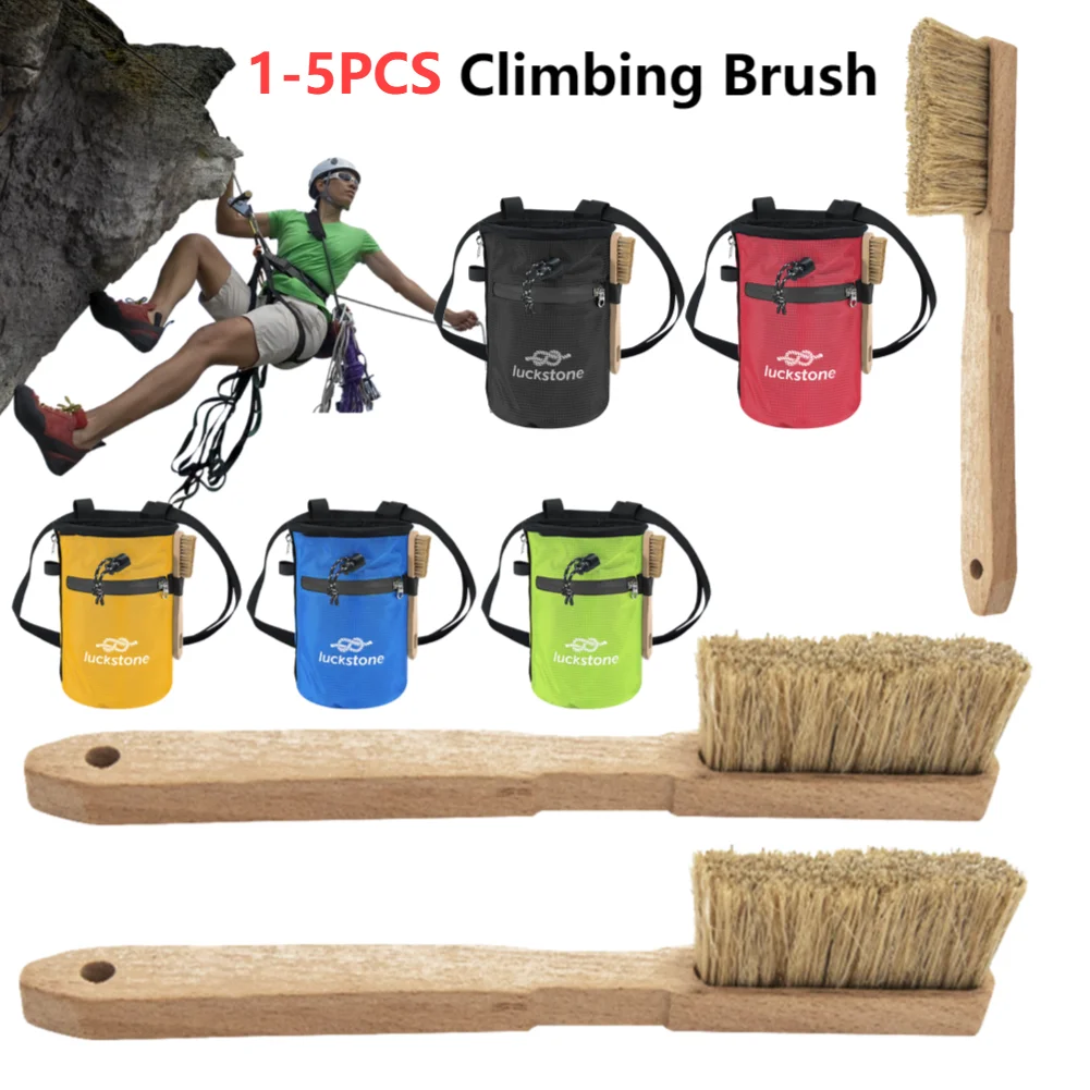 Cubo de bolsa de tiza impermeable con 2 grandes bolsillos de almacenamiento con cremallera, cubo de bolsa de tiza con cepillo de tiza, equipo de escalada en roca