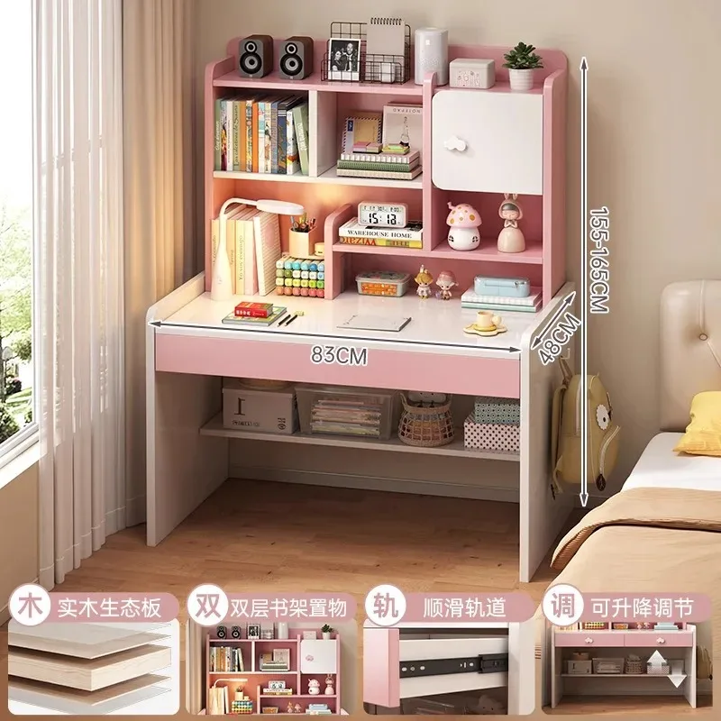 Desk bookshelf integrated table primary school junior high school students household liftable learning writing table