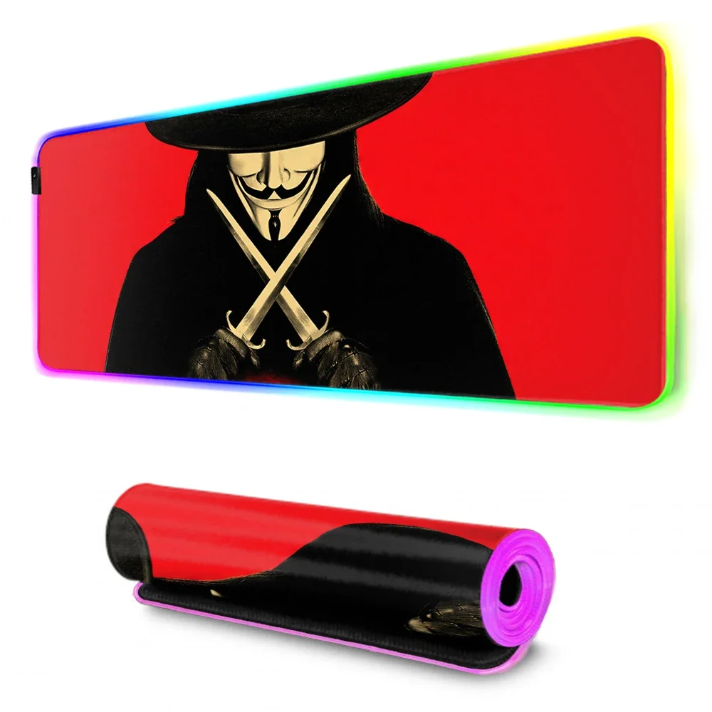 Big Promotion V for Vendetta Rubber Super Large Mousepad Gamer Gaming RGB Mouse Pads Desk Keyboard Mat for Computer Laptop Mat