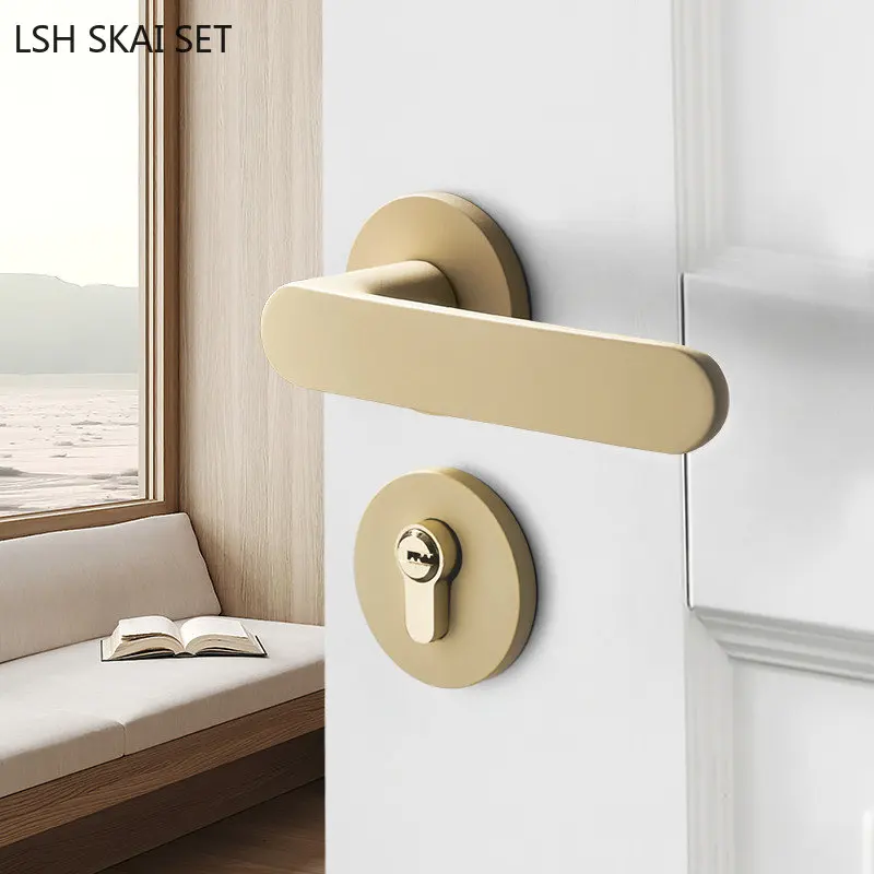 

Modern Bedroom Door Lock Indoor Aluminum Alloy Mute Security Lockset Home Wood Door Handle Deadbolt Locks Furniture Hardware