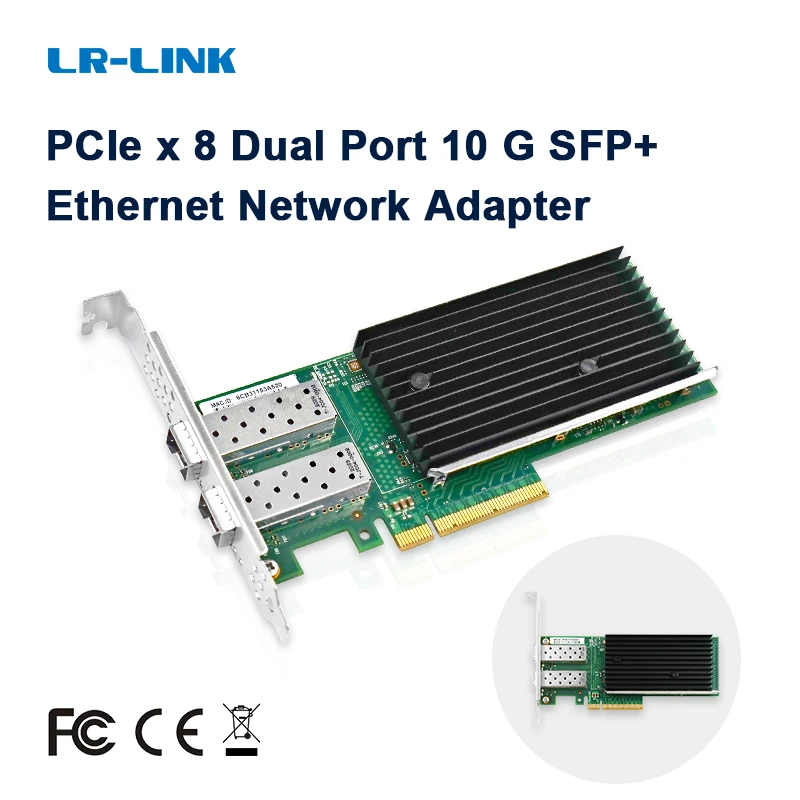 

LR-LINK 1010PF-2SFP+ Dual-port 10 Gigabit Ethernet Network Card PCI Express Fiber Optical Server Adapter NIC Intel Chip Based