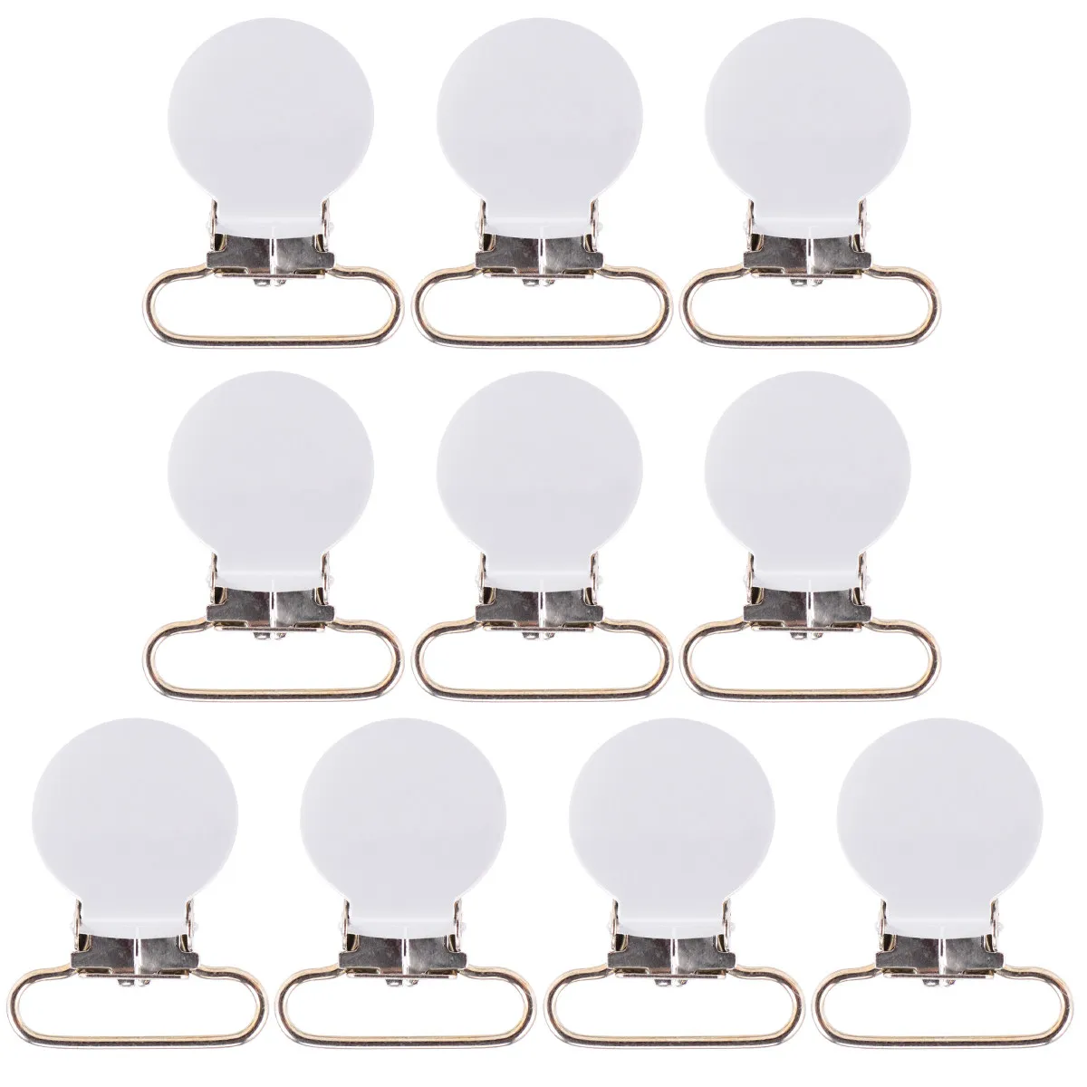 10Pcs Premium Iron Pacifier Suspender Clips Round Shape Smooth Surface Lightweight Compact for Pacifier Holders Bibs Crafts