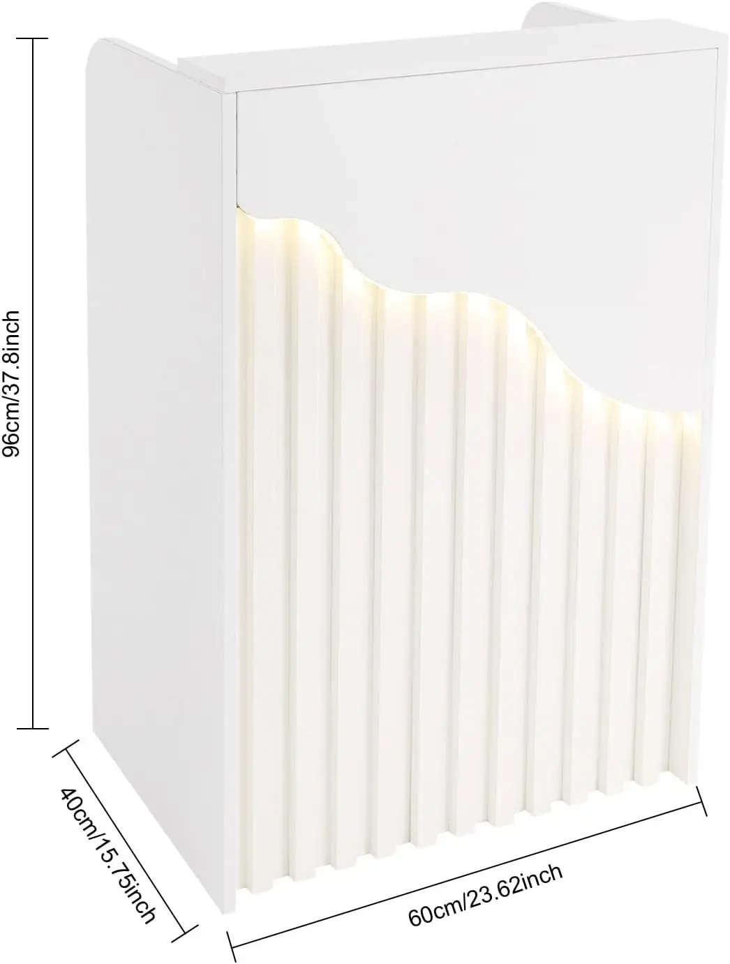 Small Reception Desk with Counter LED Light, Small Reception Desk with Lockable Drawer for Offices, Restaurants, and Hotels 23.6 view 2