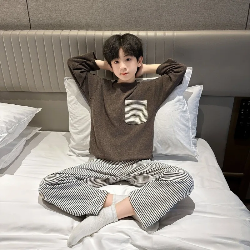 

Детская одежда для сна, осенне-зимние пижамные комплекты с длинными рукавами для родителей и детей для больших мальчиков и девочек, домашняя одежда из мягкого хлопка