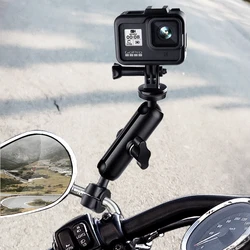 Metal Motorcycle Bicycle Camera Holder Handlebar Mirror Mount Bike Bracket for GoPro 13 Hero 12 Phone Action Camera Accessories