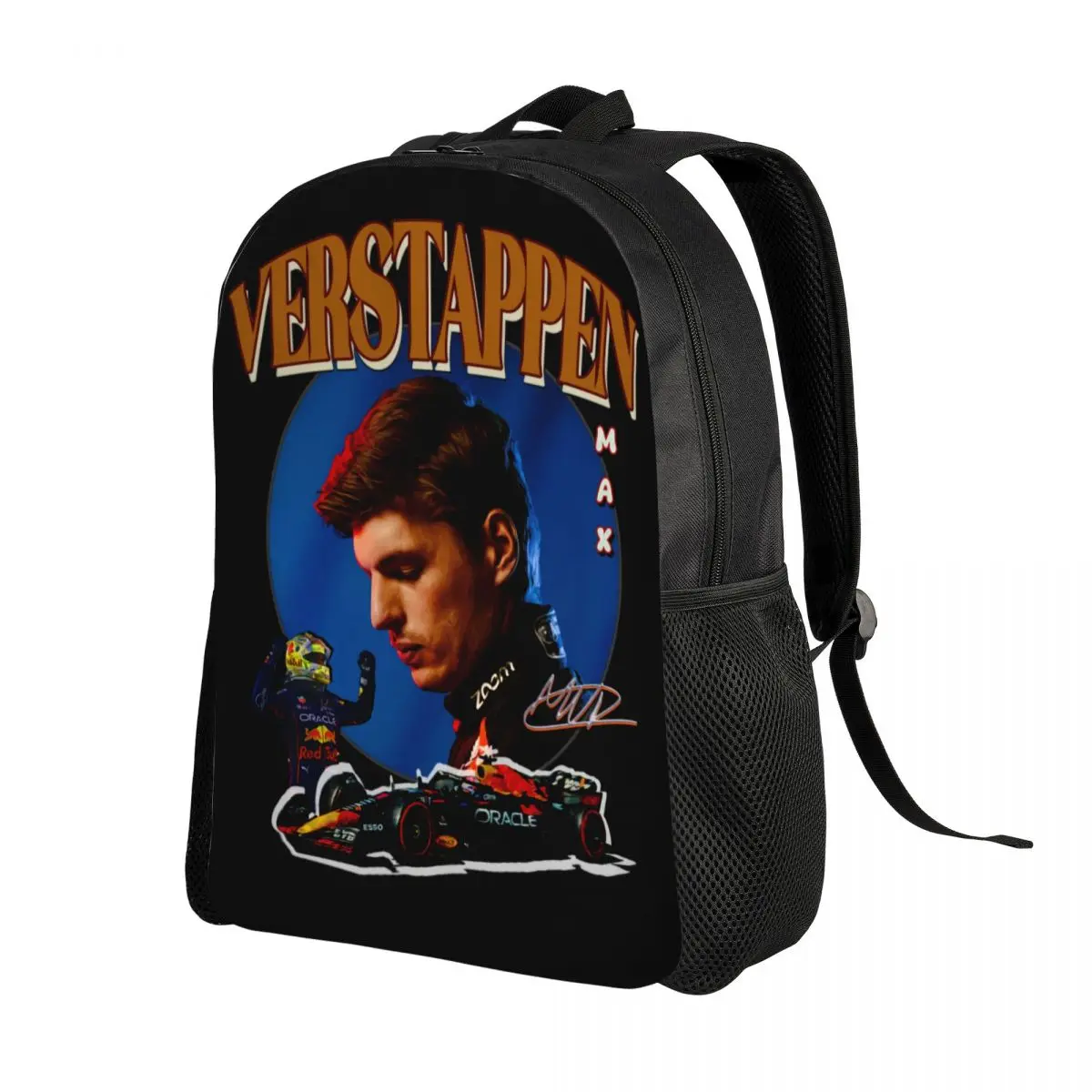 Customized Max Racing Car Driver Backpack Women Men Fashion Bookbag for School College Dutch Car 1 Bags