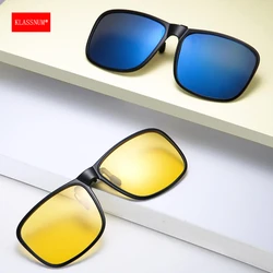 KLASSNUM Clip Polarized Sunglasses Square Men Clip On Glasses Flip-up Frames Sunglasses Covers Blue Night Vision Color Lens 2026