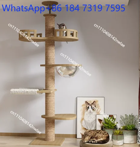 Adjustable Cat Tree House Cat Tower Floor to Ceiling Cats Multi-Level Condo With Scratching Post Hammock Pet Cat Pet Products
