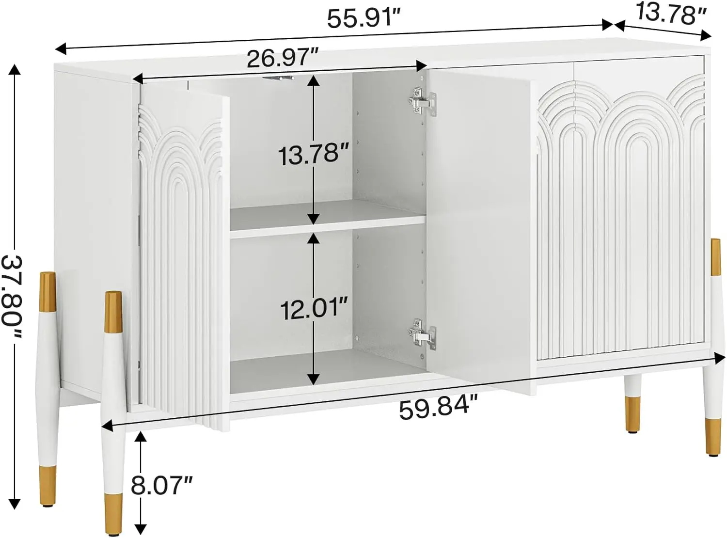 Sideboard Buffet Cabinet with Storage, 59