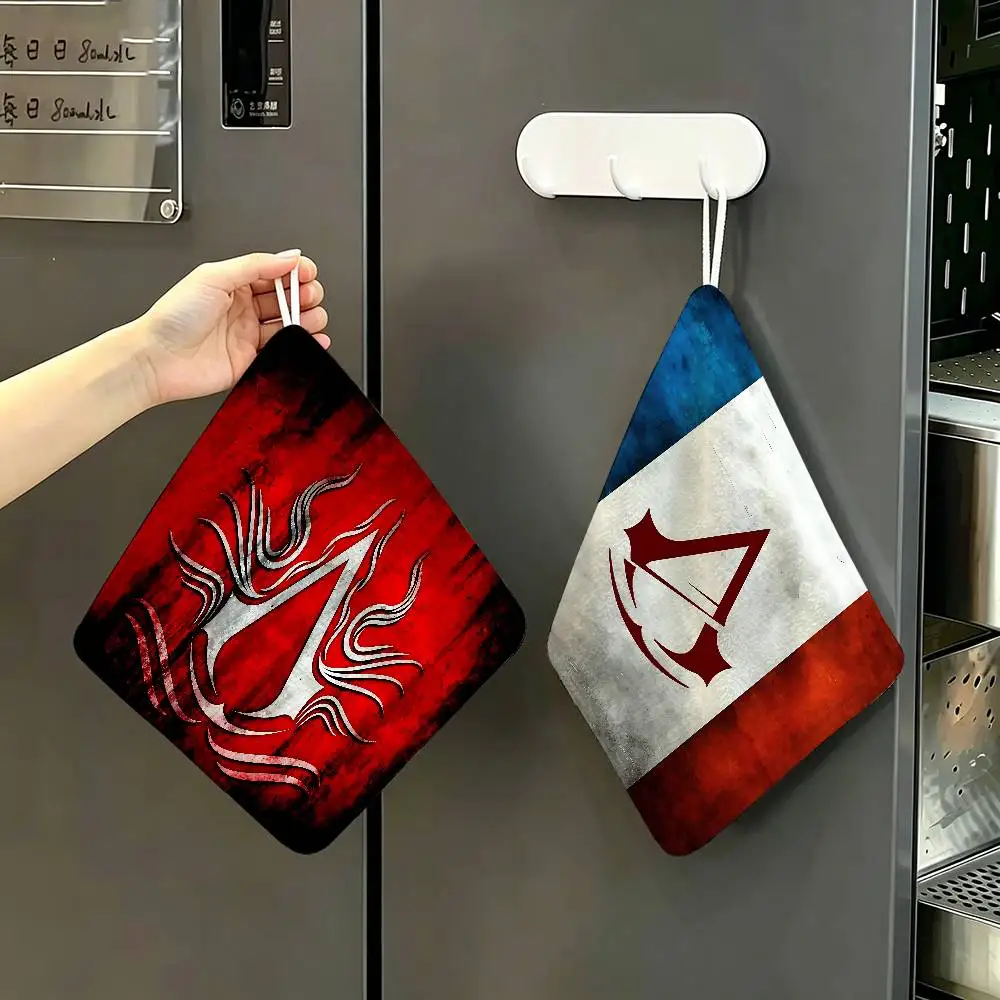 A-AssassinS C-Creed Gaming Polyester Cotton Hanging Kitchen Towel, Absorbent Hand Wiping Cloth for Daily Cleaning Drying