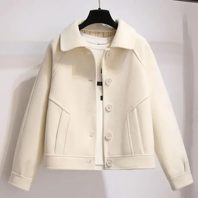 Xiaoxiangfeng-Manteau en laine à boutonnage simple pour femme, veste courte, pardessus à revers UR, tenue de printemps et d'automne, nouveau, 2024