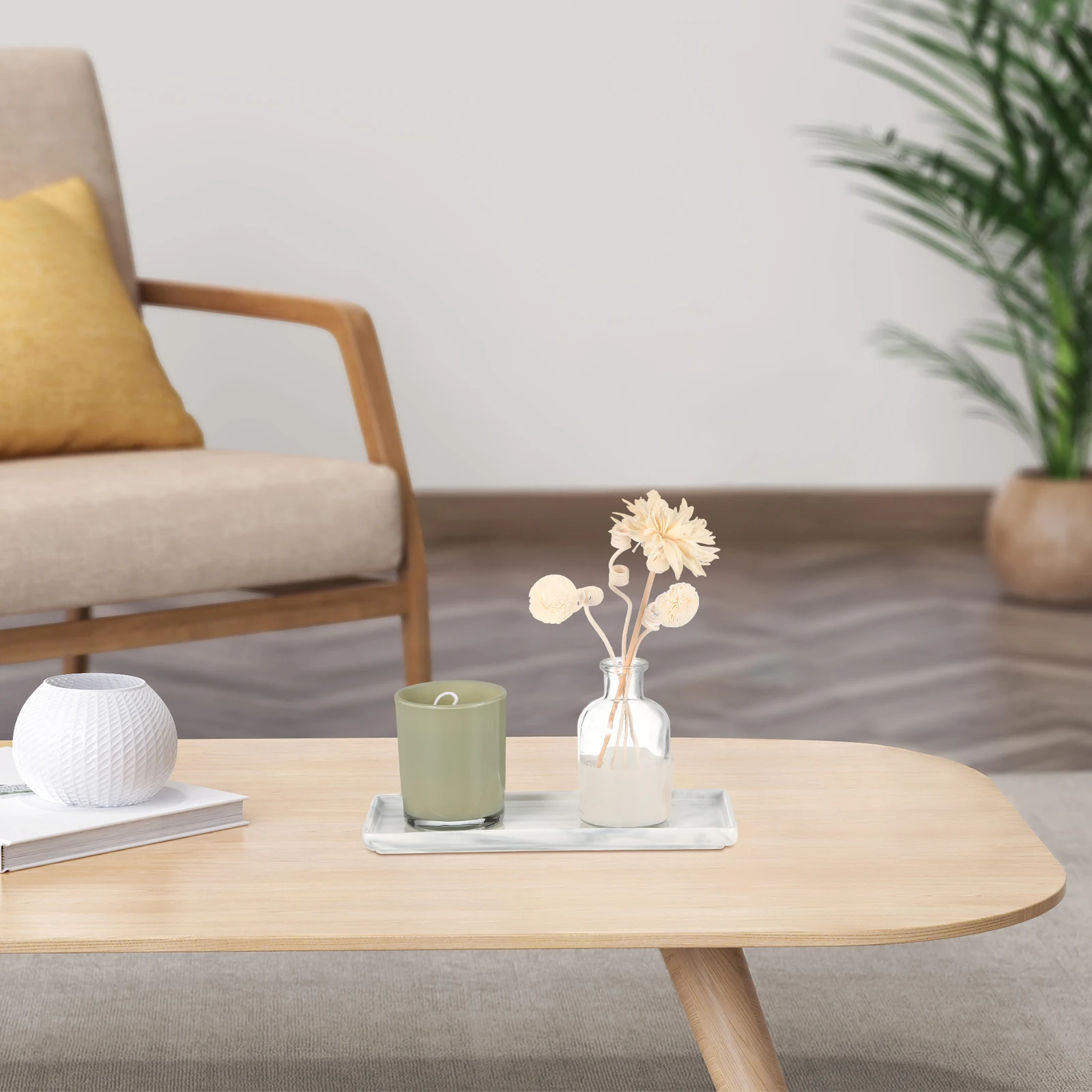 

Ceramic Tray Rectangular Jewelry Storage Tray Vanity Cosmetics Organizer Decorative Trinket Dish Bathroom Counter Display