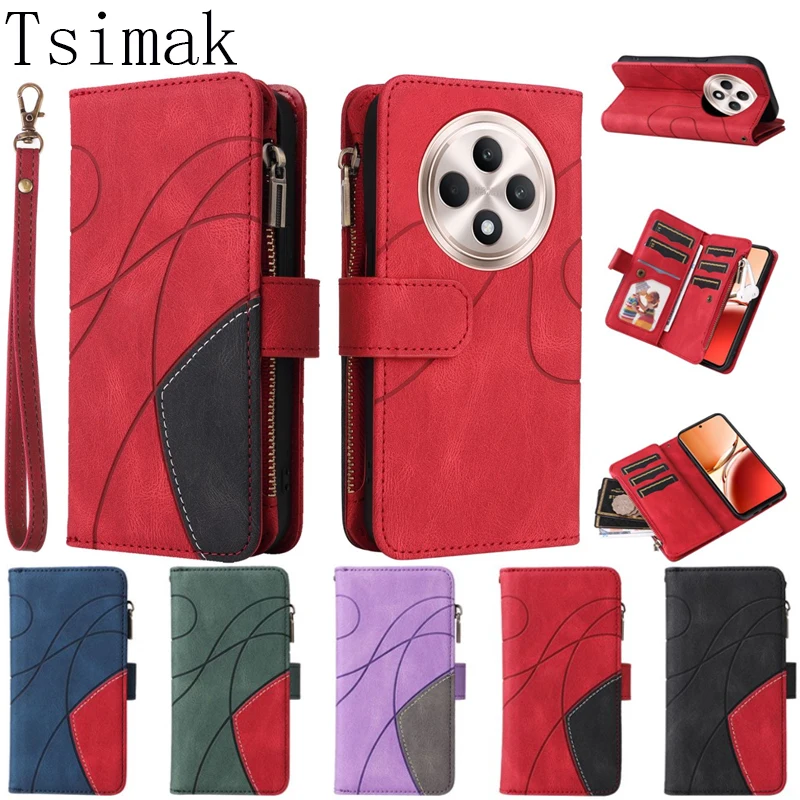 Leather Case For OPPO Reno 11 12 13 14 15 F FS Pro Max Mini Reno13 Reno14 13F 14F 15F 4G 5G Zipper Flip Wallet 9 Card Bag Cover
