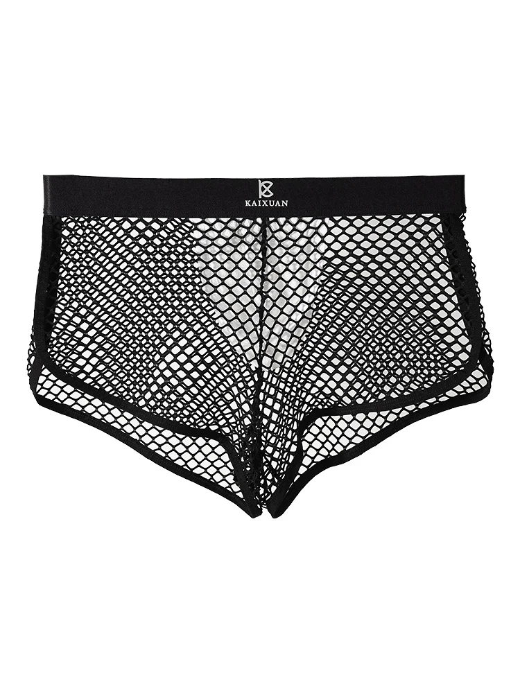 Sexy Netz-Boxershorts für Herren, durchsichtige, transparente Unterwäsche, bequeme Nachtwäsche, Boxershorts, Unterhosen