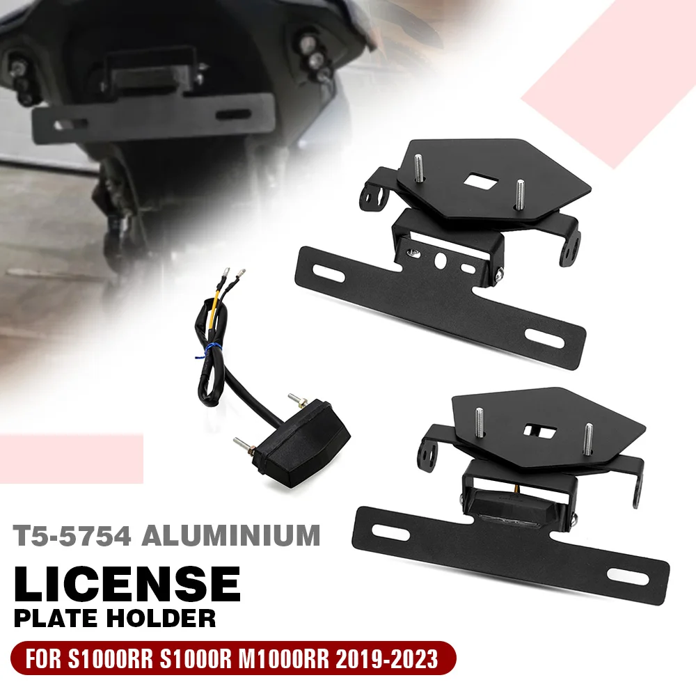 

For BMW S1000R S1000RR 2019-2024 M1000RR 2021 2022 2023 License Plate Holder Frame With LED Light Accessories S 1000R M 1000 RR
