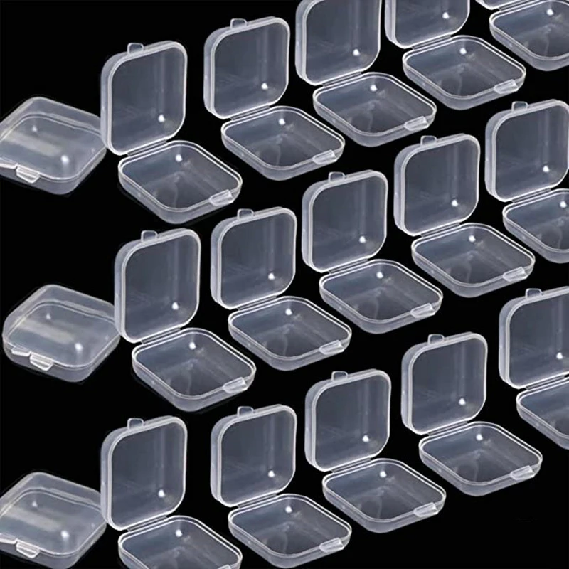 50pcs Mini Plastic Storage Containers Box Portable Pill Medicine Holder Storage Organizer Jewelry Packaging for Earrings Rings