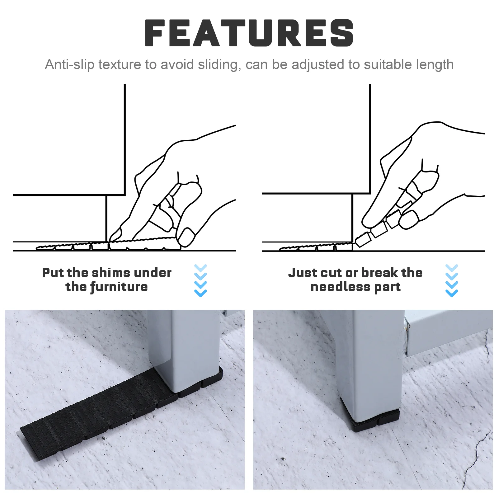 20 Pcs Gasket Levelers Rubbery Clear Table Shims Abs Furniture Leveling Tapered Wedges for Home