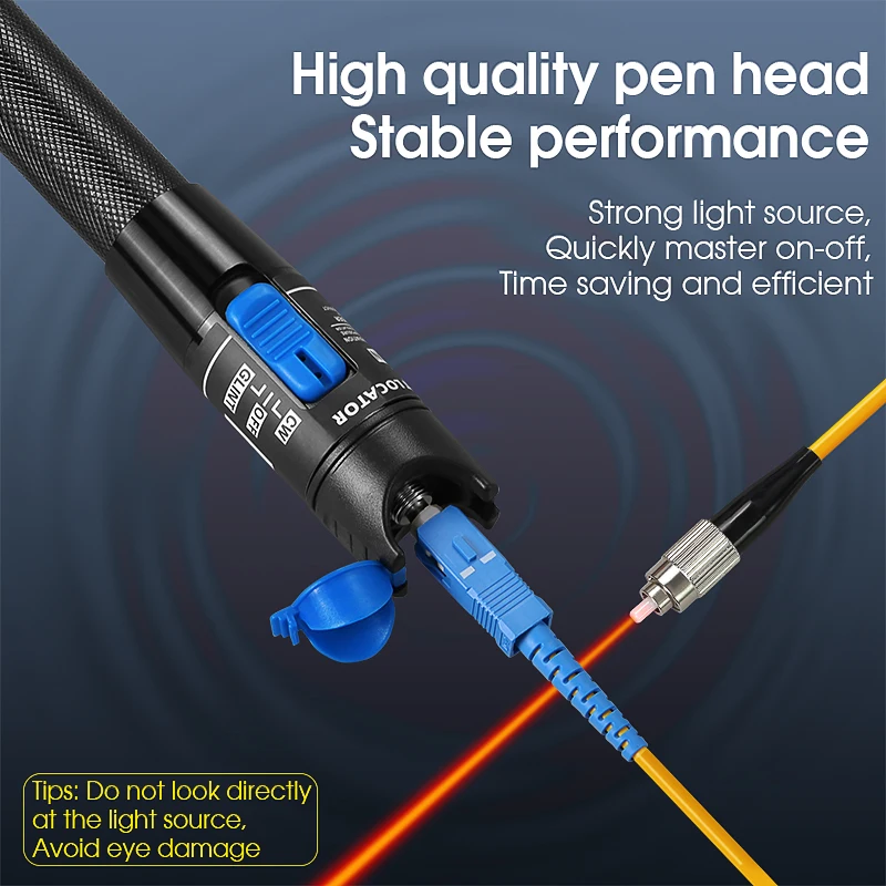 Visual Fault Locator 1/10/20/30/50/60/80MW VFL Fiber Optic Tester FTTH Optical Fiber Testing Tool SC/ST/FC 2.5MM Interface VFL