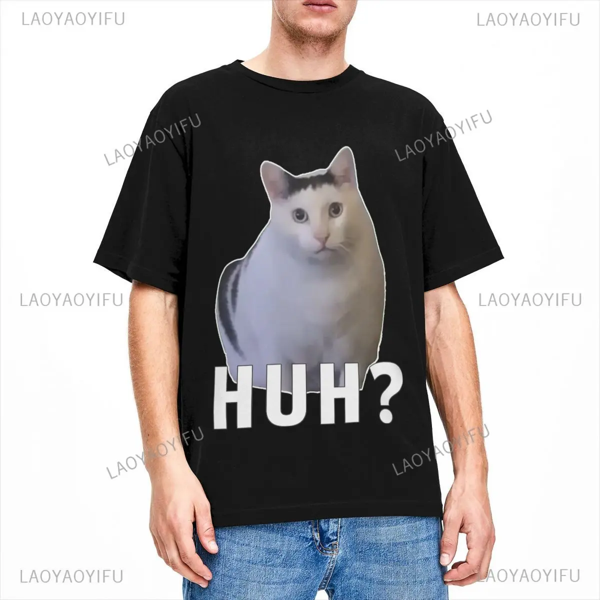 2024 Hot Sale Novelty Huh Cat Meme Ins Trendy T Shirt Casual Fashion Streetwear Hip Hop Man Tshirt Y2k Harajuku Style Women Tees